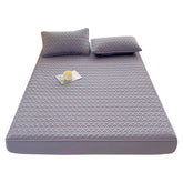 Huitich waterproof bedding topper king size in gray with quilted fitted design and two matching pillows